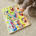TOOKY TOY Drewniane Puzzle Montessori Transport Pojazdy z Pinezkami Do Dopasowania