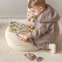 TOOKY TOY Drewniane Puzzle Montessori Transport Pojazdy z Pinezkami Do Dopasowania