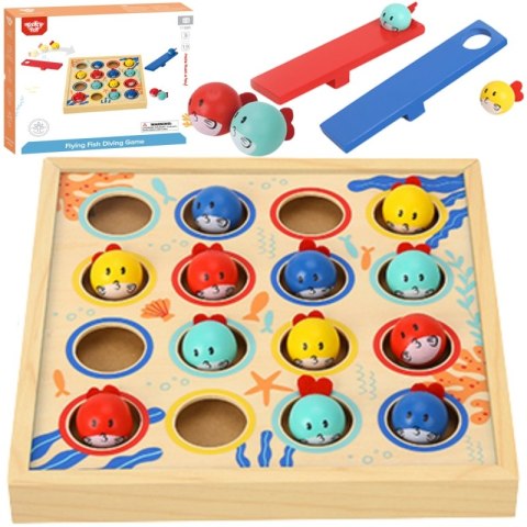 TOOKY TOY Gra dla Dzieci Drewniany Stół Latające Rybki 19 el. TOOKY TOY Gra dla Dzieci Drewniany Stół Latające Rybki 19 el.