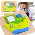 TOOKY TOY Puzzle Układanka Montessori Grube Klocki Statek 6 el. TOOKY TOY Puzzle Układanka Montessori Grube Klocki Statek 6 el.