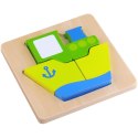 TOOKY TOY Puzzle Układanka Montessori Grube Klocki Statek 6 el. TOOKY TOY Puzzle Układanka Montessori Grube Klocki Statek 6 el.