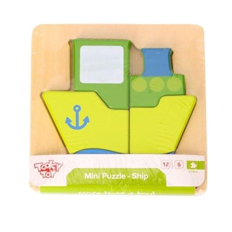 TOOKY TOY Puzzle Układanka Montessori Grube Klocki Statek 6 el. TOOKY TOY Puzzle Układanka Montessori Grube Klocki Statek 6 el.