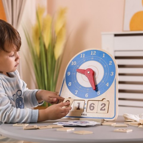 VIGA Drewniany Zegar Nauka Zegara Czasu Montessori VIGA Drewniany Zegar Nauka Zegara Czasu Montessori