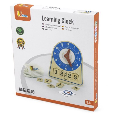 VIGA Drewniany Zegar Nauka Zegara Czasu Montessori VIGA Drewniany Zegar Nauka Zegara Czasu Montessori
