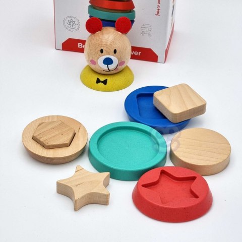 TOOKY TOY Drewniana Układanka Piramidka Kształty Miś 11 el. TOOKY TOY Drewniana Układanka Piramidka Kształty Miś 11 el.