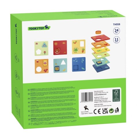 TOOKY TOY Układanka Montessori Kształty i Kolory Zwierzątka 6 Planszy FSC TOOKY TOY Układanka Montessori Kształty i Kolory Zwierzątka 6 Planszy FSC
