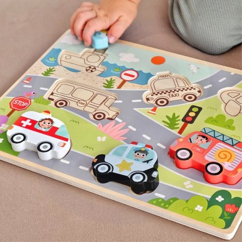 Tooky Toy Drewniane Puzzle Montessori Pojazdy Samochody Samolot Statek Miasto Dopasuj Kształty Tooky Toy Drewniane Puzzle Montessori Pojazdy Samochody Samolot Statek Miasto Dopasuj Kształty