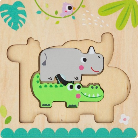 Tooky Toy Drewniane Puzzle Montessori Wielowarstwowe Tablica Zwierzątka Leśne 7 el. Tooky Toy Drewniane Puzzle Montessori Wielowarstwowe Tablica Zwierzątka Leśne 7 el.