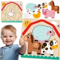 Tooky Toy Drewniane Puzzle Montessori Wielowarstwowe Tablica Zwierzątka na Farmie 7 el. Tooky Toy Drewniane Puzzle Montessori Wielowarstwowe Tablica Zwierzątka na Farmie 7 el.
