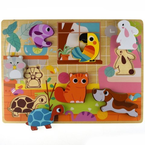 Tooky Toy Drewniane Puzzle Montessori Zwierzątka Dom Dopasuj Kształty Tooky Toy Drewniane Puzzle Montessori Zwierzątka Dom Dopasuj Kształty