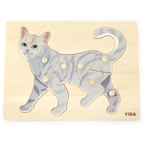 VIGA Drewniane Puzzle Montessori Kot z Pinezkami VIGA Drewniane Puzzle Montessori Kot z Pinezkami