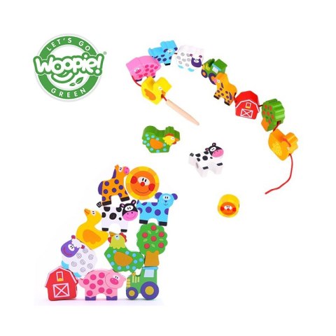WOOPIE GREEN Drewniane Klocki do Nawlekania Zwierzęta Farma 13 el. WOOPIE GREEN Drewniane Klocki do Nawlekania Zwierzęta Farma 13 el.