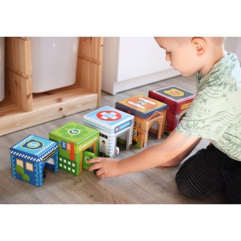WOOPIE GREEN Układanka Kostki Miasto Pojazdy w Pudełkach + Figurki 10 el. WOOPIE GREEN Układanka Kostki Miasto Pojazdy w Pudełkach + Figurki 10 el.