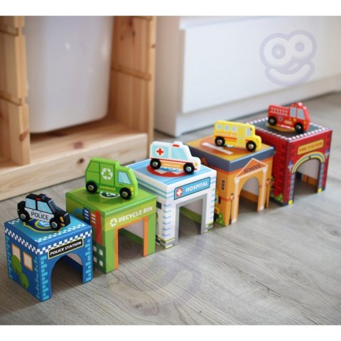 WOOPIE GREEN Układanka Kostki Miasto Pojazdy w Pudełkach + Figurki 10 el. WOOPIE GREEN Układanka Kostki Miasto Pojazdy w Pudełkach + Figurki 10 el.