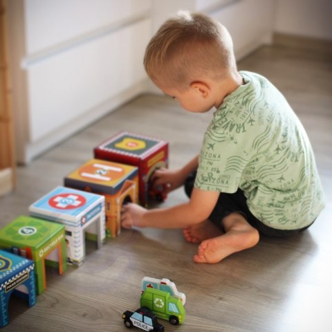 WOOPIE GREEN Układanka Kostki Miasto Pojazdy w Pudełkach + Figurki 10 el. WOOPIE GREEN Układanka Kostki Miasto Pojazdy w Pudełkach + Figurki 10 el.