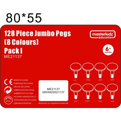 MASTERKIDZ Kolorowe Kołeczki Jumbo do Tablicy STEM 128 Szt. - 8 Kolorów MASTERKIDZ Kolorowe Kołeczki Jumbo do Tablicy STEM 128 Szt. - 8 Kolorów