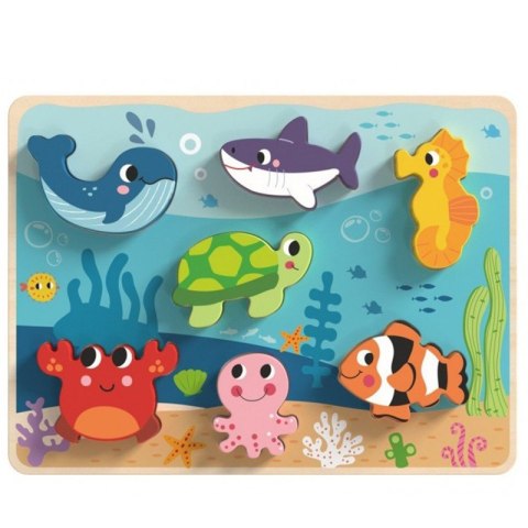 TOOKY TOY Drewniane Puzzle Montessori Świat Morza Rybki Żółwik Kształty TOOKY TOY Drewniane Puzzle Montessori Świat Morza Rybki Żółwik Kształty