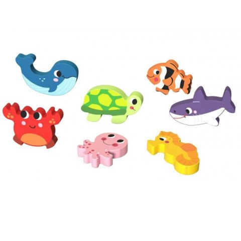 TOOKY TOY Drewniane Puzzle Montessori Świat Morza Rybki Żółwik Kształty TOOKY TOY Drewniane Puzzle Montessori Świat Morza Rybki Żółwik Kształty