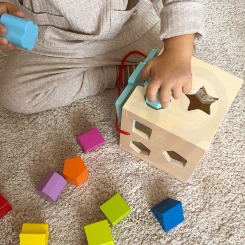 TOOKY TOY Drewniany Sorter Kolorowa Kostka z Kolorowymi Wzorami 13 el. TOOKY TOY Drewniany Sorter Kolorowa Kostka z Kolorowymi Wzorami 13 el.