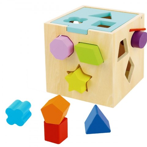 TOOKY TOY Drewniany Sorter Kolorowa Kostka z Kolorowymi Wzorami 13 el. TOOKY TOY Drewniany Sorter Kolorowa Kostka z Kolorowymi Wzorami 13 el.
