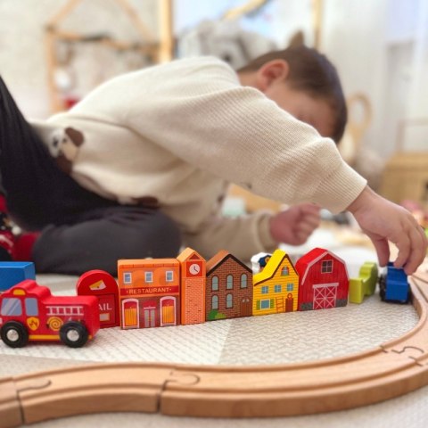 TOOKY TOY Drewniany Zestaw Budynków i Figurek Miasto TOOKY TOY Drewniany Zestaw Budynków i Figurek Miasto