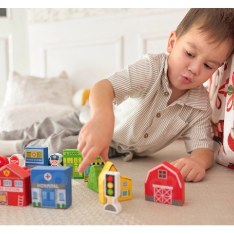 TOOKY TOY Drewniany Zestaw Budynków i Figurek Miasto TOOKY TOY Drewniany Zestaw Budynków i Figurek Miasto