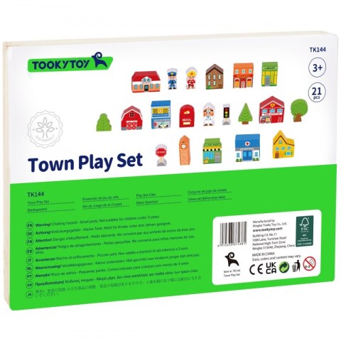 TOOKY TOY Drewniany Zestaw Budynków i Figurek Miasto TOOKY TOY Drewniany Zestaw Budynków i Figurek Miasto