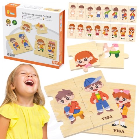 VIGA Drewniana Układanka Edukacyjna Dzieci Ubieranie Puzzle VIGA Drewniana Układanka Edukacyjna Dzieci Ubieranie Puzzle