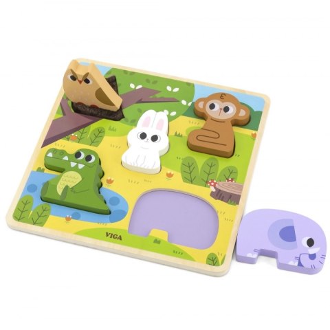 VIGA Drewniana Układanka Puzzle Zwierzątka Las do Dopasowania VIGA Drewniana Układanka Puzzle Zwierzątka Las do Dopasowania