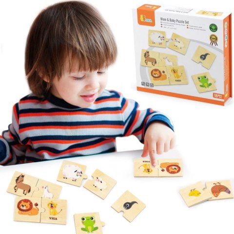 VIGA Drewniane Puzzle Układanka Zwierzątka Małe i Duże VIGA Drewniane Puzzle Układanka Zwierzątka Małe i Duże