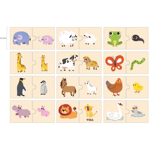 VIGA Drewniane Puzzle Układanka Zwierzątka Małe i Duże VIGA Drewniane Puzzle Układanka Zwierzątka Małe i Duże