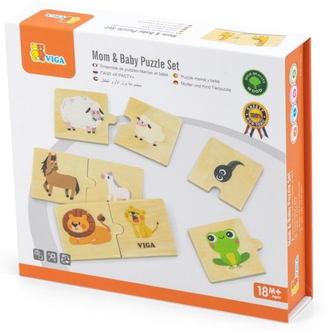 VIGA Drewniane Puzzle Układanka Zwierzątka Małe i Duże VIGA Drewniane Puzzle Układanka Zwierzątka Małe i Duże