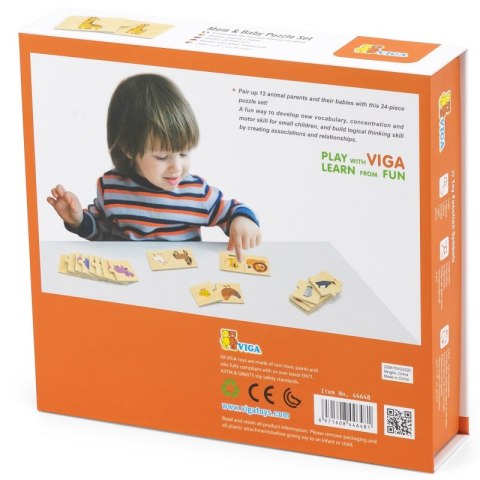 VIGA Drewniane Puzzle Układanka Zwierzątka Małe i Duże VIGA Drewniane Puzzle Układanka Zwierzątka Małe i Duże