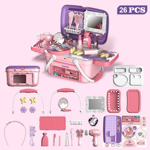 WOOPIE Toaletka dla Dziewczynki 2w1 Salon Piękności Przenośny w Koszyku 26 el WOOPIE Toaletka dla Dziewczynki 2w1 Salon Piękności Przenośny w Koszyku 26 el
