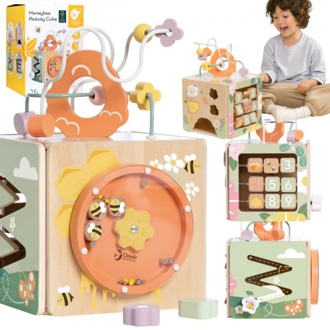 CLASSIC WORLD Drewniana Kostka Edukacyjna Sensoryczna 5w1 CLASSIC WORLD Drewniana Kostka Edukacyjna Sensoryczna 5w1