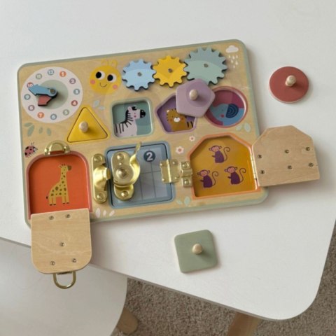 TOOKY TOY Tablica Manipulacyjna Zamki Zębatki Sorter Zegar TOOKY TOY Tablica Manipulacyjna Zamki Zębatki Sorter Zegar