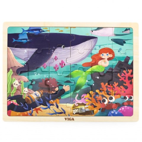 VIGA Drewniane Puzzle Układanka 24 el. Sekrety Morza VIGA Drewniane Puzzle Układanka 24 el. Sekrety Morza