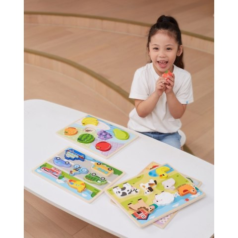 VIGA Drewniane Puzzle Układanka Montessori 2w1 Figurki Farma VIGA Drewniane Puzzle Układanka Montessori 2w1 Figurki Farma