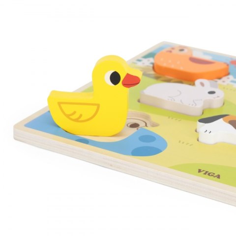 VIGA Drewniane Puzzle Układanka Montessori 2w1 Figurki Farma VIGA Drewniane Puzzle Układanka Montessori 2w1 Figurki Farma