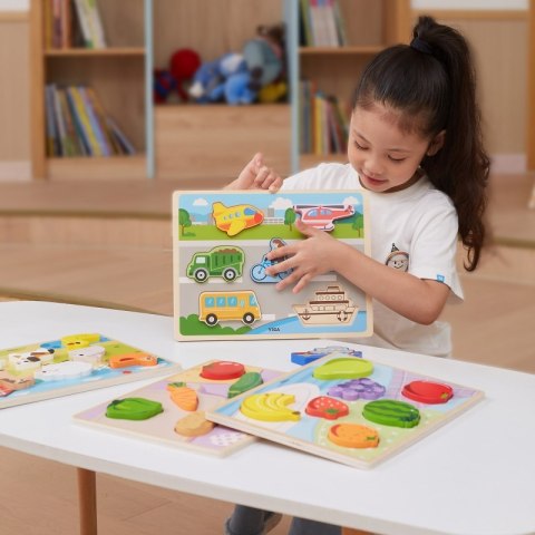 VIGA Drewniane Puzzle Układanka Montessori 2w1 Figurki Warzywa VIGA Drewniane Puzzle Układanka Montessori 2w1 Figurki Warzywa