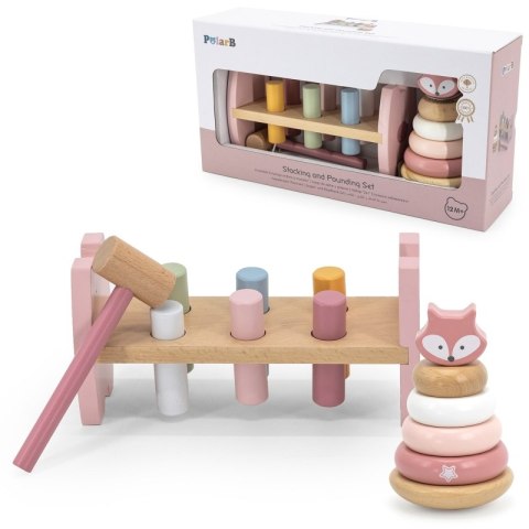 VIGA PolarB Zestaw Drewniana Piramidka + Przebijanka z Młoteczkiem Lisek Montessori VIGA PolarB Zestaw Drewniana Piramidka + Przebijanka z Młoteczkiem Lisek Montessori
