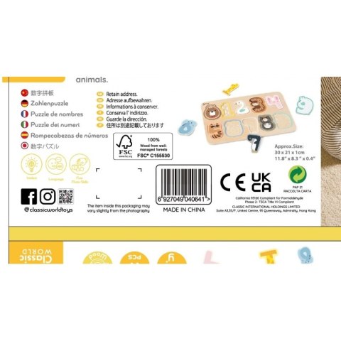 CLASSIC WORLD Drewniane Puzzle Numeryczne Cyferki Montessori 11 el. CLASSIC WORLD Drewniane Puzzle Numeryczne Cyferki Montessori 11 el.