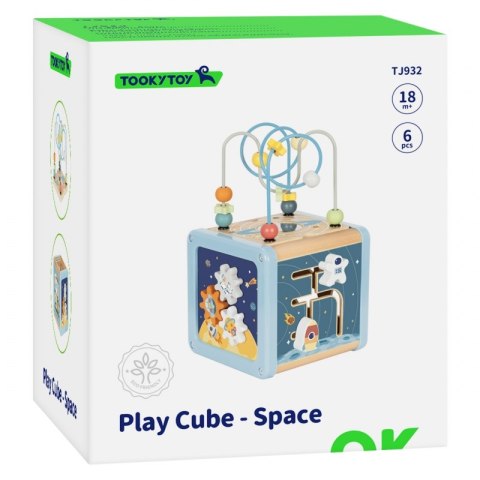 TOOKY TOY Drewniana Kostka Aktywności Kosmos Sorter Labirynt TOOKY TOY Drewniana Kostka Aktywności Kosmos Sorter Labirynt