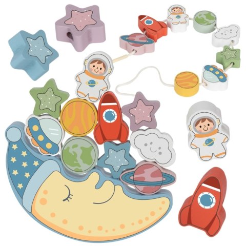 TOOKY TOY Kosmiczny Śpiący Księżyc Balansująca Układanka Drewniana Nawlekanka Montessori Kosmos TOOKY TOY Kosmiczny Śpiący Księżyc Balansująca Układanka Drewniana Nawlekanka Montessori Kosmos