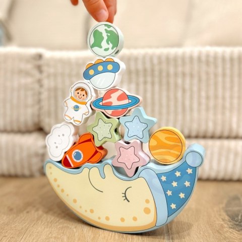 TOOKY TOY Kosmiczny Śpiący Księżyc Balansująca Układanka Drewniana Nawlekanka Montessori Kosmos TOOKY TOY Kosmiczny Śpiący Księżyc Balansująca Układanka Drewniana Nawlekanka Montessori Kosmos