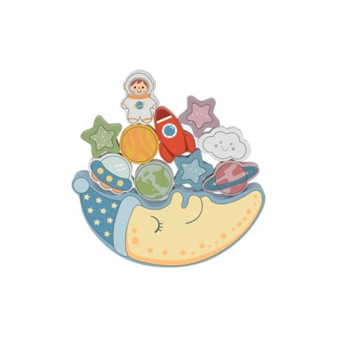 TOOKY TOY Kosmiczny Śpiący Księżyc Balansująca Układanka Drewniana Nawlekanka Montessori Kosmos TOOKY TOY Kosmiczny Śpiący Księżyc Balansująca Układanka Drewniana Nawlekanka Montessori Kosmos
