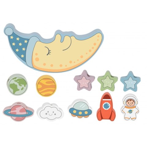 TOOKY TOY Kosmiczny Śpiący Księżyc Balansująca Układanka Drewniana Nawlekanka Montessori Kosmos TOOKY TOY Kosmiczny Śpiący Księżyc Balansująca Układanka Drewniana Nawlekanka Montessori Kosmos