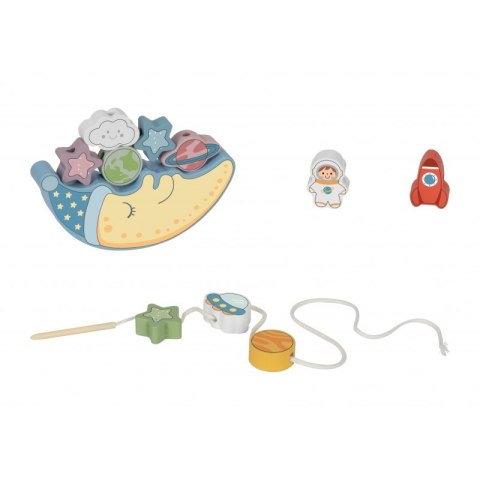 TOOKY TOY Kosmiczny Śpiący Księżyc Balansująca Układanka Drewniana Nawlekanka Montessori Kosmos TOOKY TOY Kosmiczny Śpiący Księżyc Balansująca Układanka Drewniana Nawlekanka Montessori Kosmos