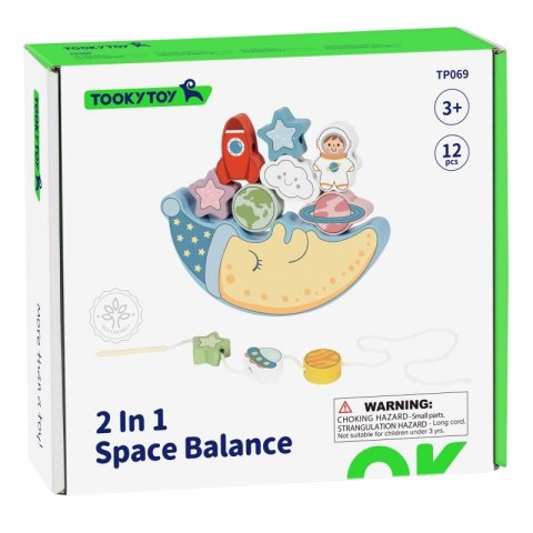 TOOKY TOY Kosmiczny Śpiący Księżyc Balansująca Układanka Drewniana Nawlekanka Montessori Kosmos TOOKY TOY Kosmiczny Śpiący Księżyc Balansująca Układanka Drewniana Nawlekanka Montessori Kosmos