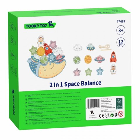 TOOKY TOY Kosmiczny Śpiący Księżyc Balansująca Układanka Drewniana Nawlekanka Montessori Kosmos TOOKY TOY Kosmiczny Śpiący Księżyc Balansująca Układanka Drewniana Nawlekanka Montessori Kosmos